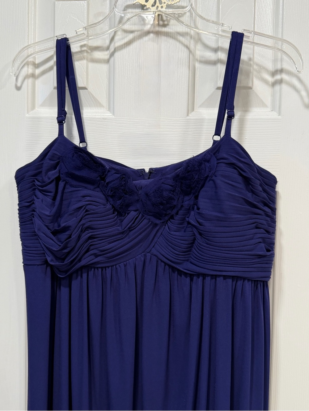 Oleg Cassini Women’s 14 Purple Ruched Sweetheart Spaghetti Strap Maxi Dress
